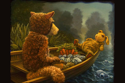 "Boat Trip" by Joachim Knill with oil on panel