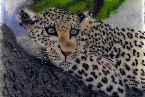 Barb Byrne - Leopard fused glass and layered glass powder